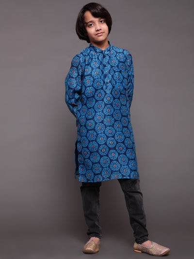 Royal Blue Digital Print Long Kurta