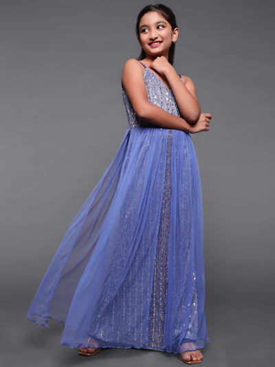 Royal Blue Embellished Layered Maxi Dress