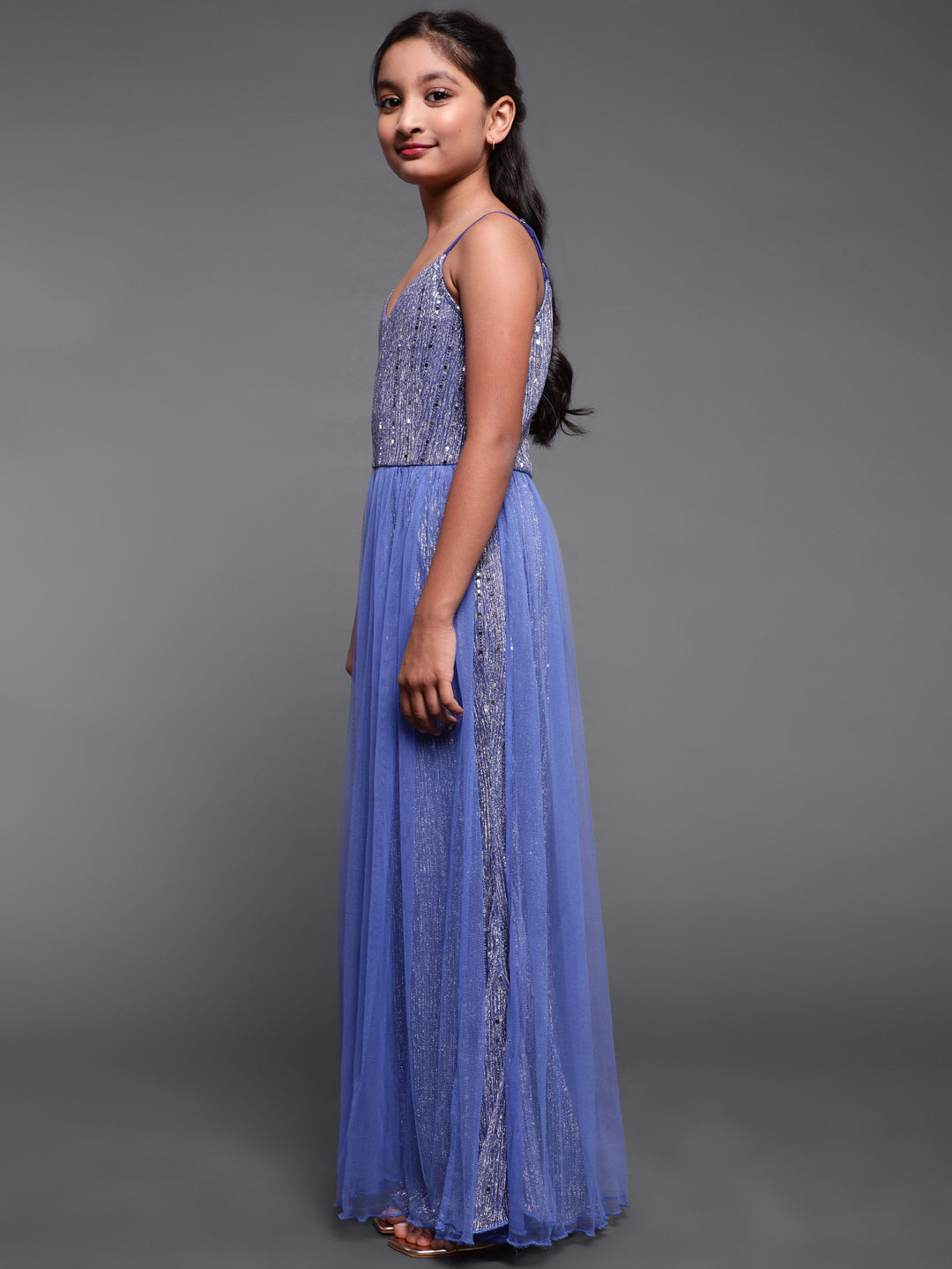 Royal Blue Embellished Layered Maxi Dress