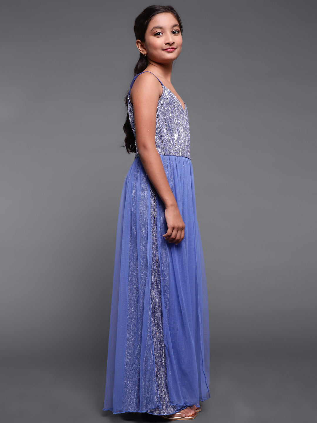 Royal Blue Embellished Layered Maxi Dress