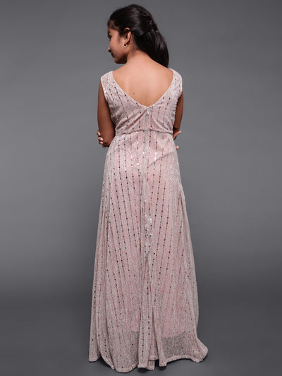 Rose Gold Embellished Flared Maxi Dress