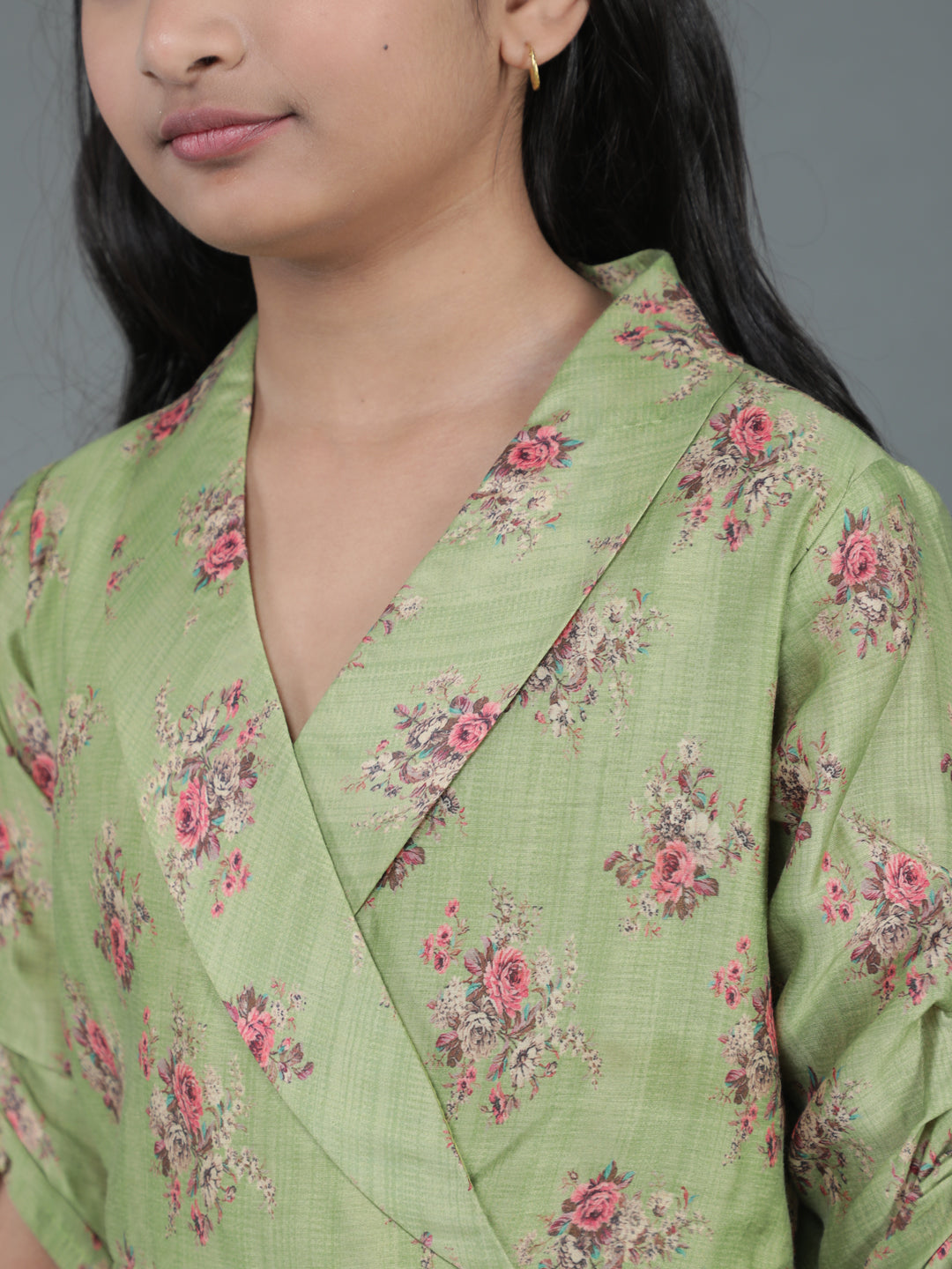 Green Floral Print Kurta With Pant