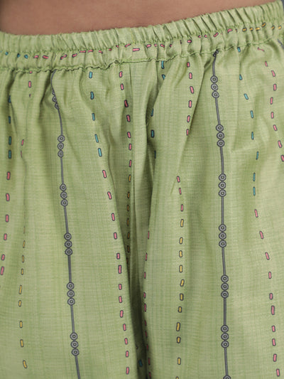 Green Floral Print Kurta With Pant