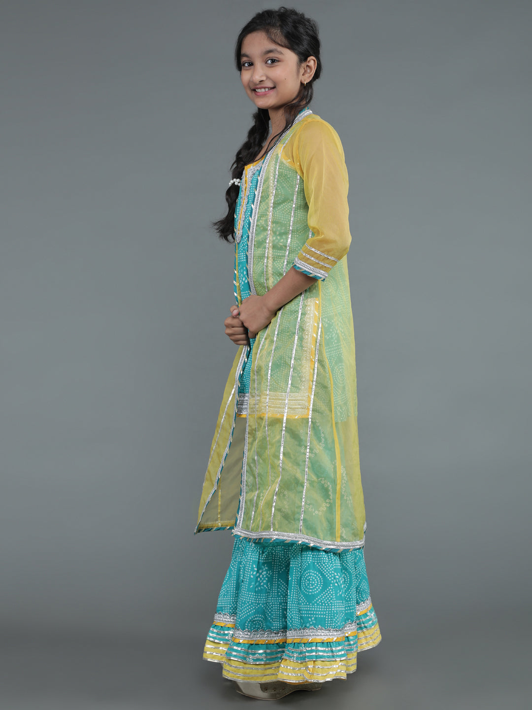 Blue Bandhani Print Sibling Combo