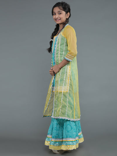 Blue Bandhani Print Sibling Combo