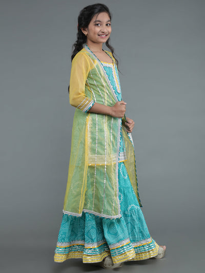 Blue Bandhani Print Sibling Combo