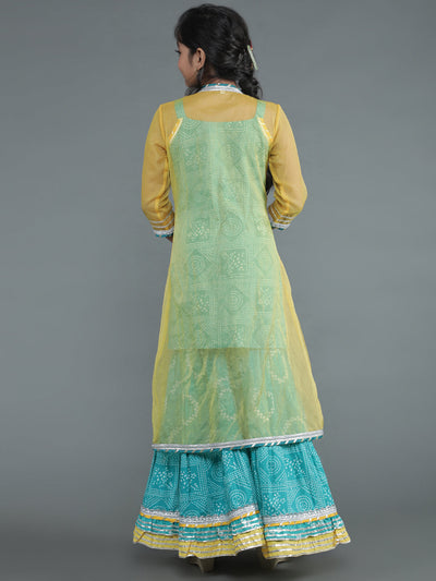 Blue Bandhani Print Sibling Combo