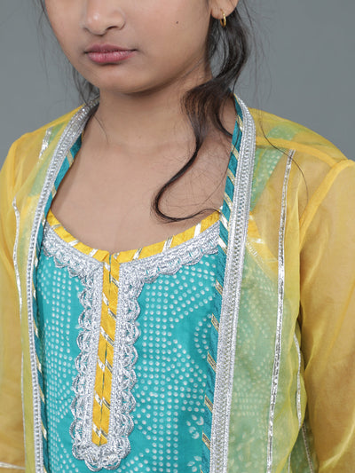 Blue Bandhani Print Sibling Combo