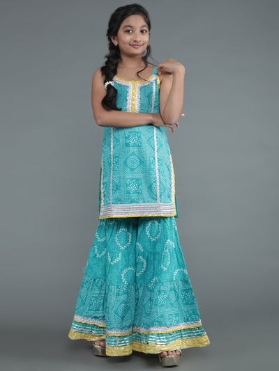 Blue Bandhani Print Sibling Combo