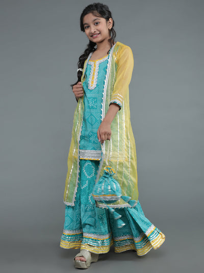 Blue Bandhani Print Sibling Combo