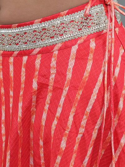 Red Leheriya Print Lehenga Choli With Dupatta