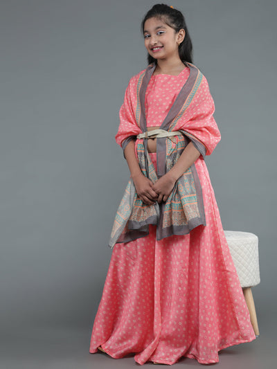 Pink bandhani Lehenga Choli Mother Daughter Combo