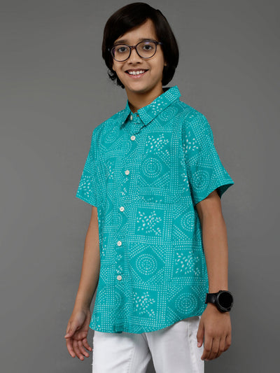 Blue Bandhani Print Sibling Combo
