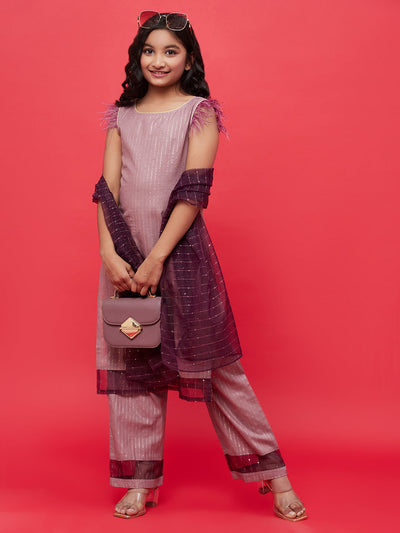 Mother Daughter Combo-  Purple Kurta Palazzo