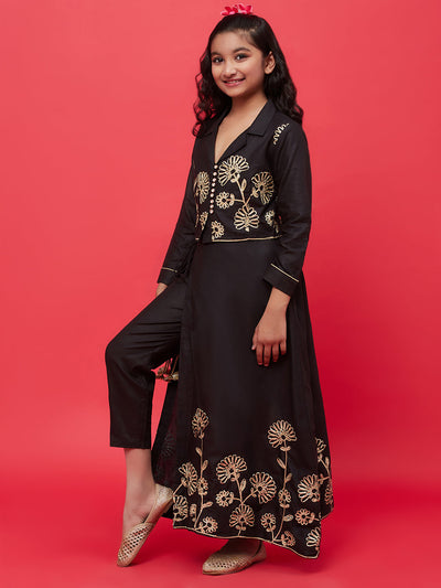 Black Gota Patti Co-Ord Set Mother daughter Combo