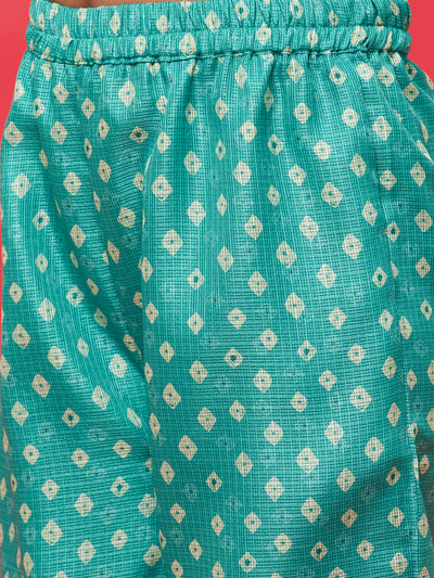 Green Bandhani Print Kurti Palazzo With Dupatta