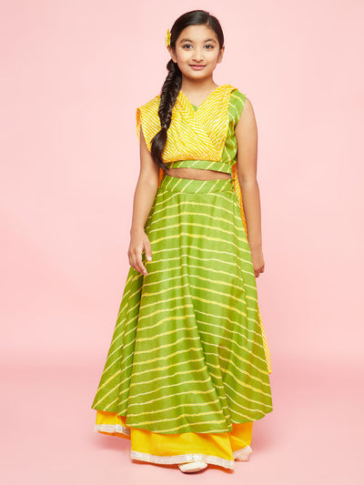 Green Leheriya Print Lehenga Choli With Dupatta