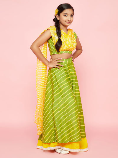 Green Leheriya Print Lehenga Choli With Dupatta