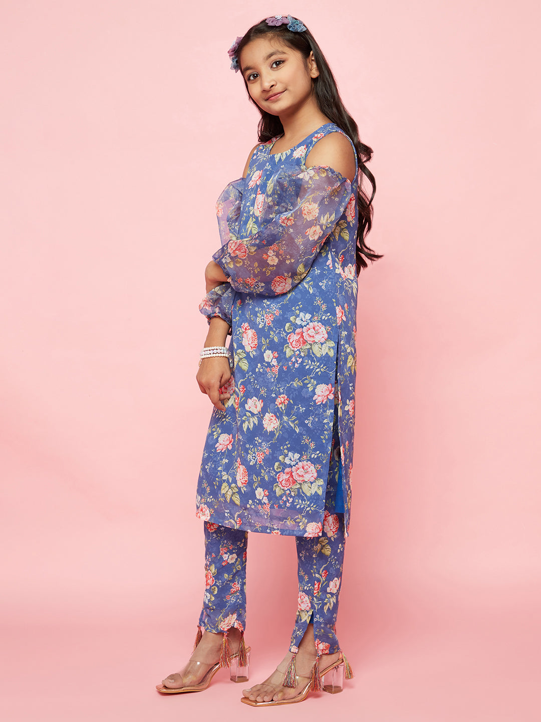 Blue Floral Print Kurta With Pant