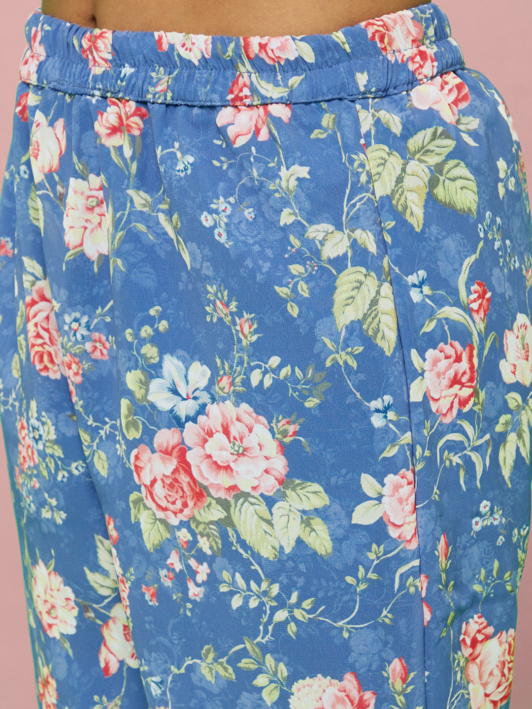 Blue Floral Print Kurta With Pant