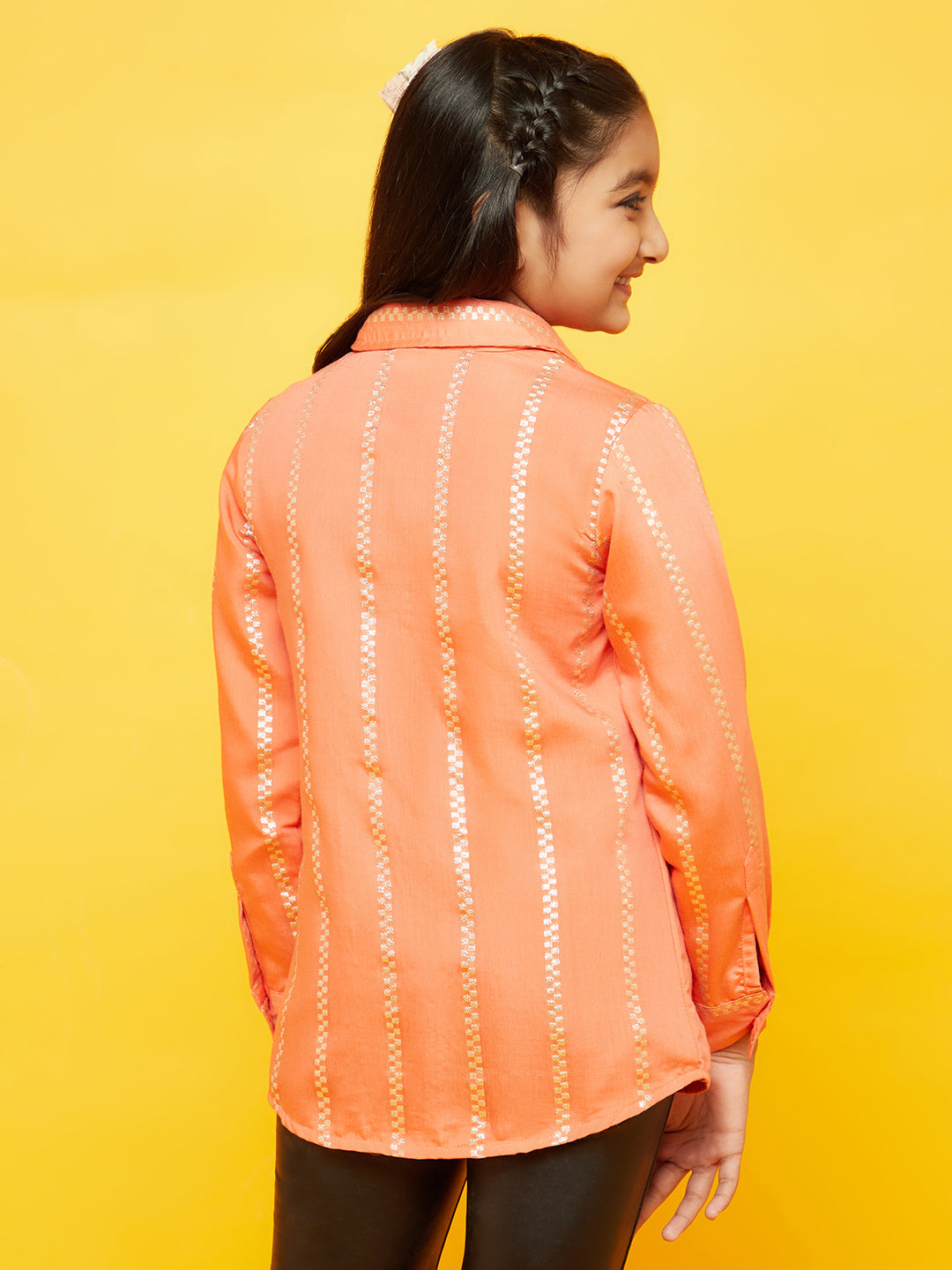 Peach Woven Design Shirt