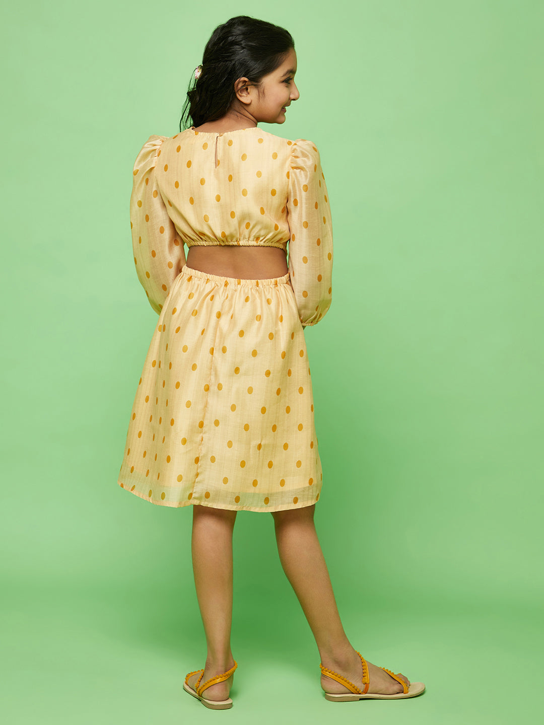 Cream Polka Dot Print Skater Dress