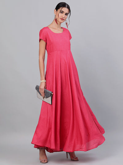 Pink Flared Maxi Dress