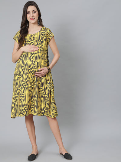 Yellow & Black Animal Print Dress