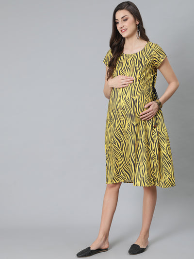 Yellow & Black Animal Print Dress