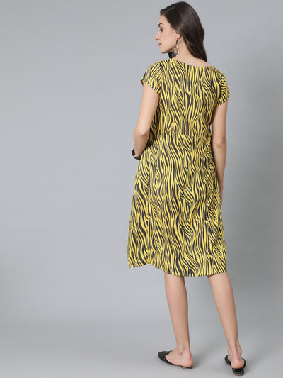 Yellow & Black Animal Print Dress