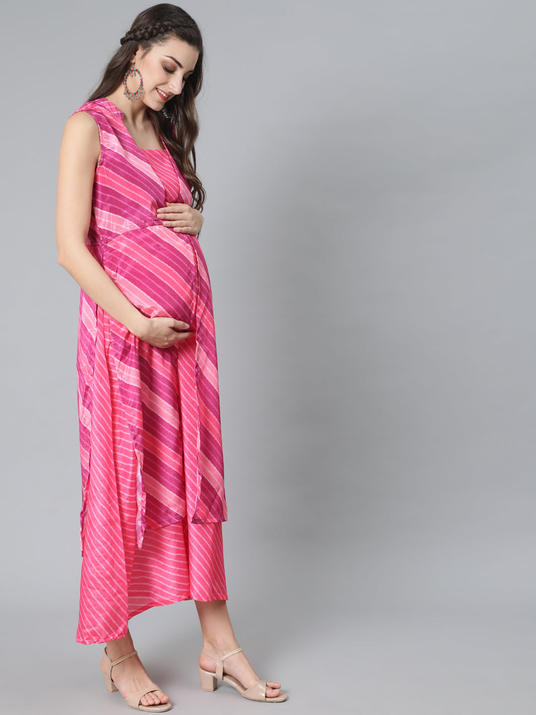 Pink Leheriya Print Maxi Dress