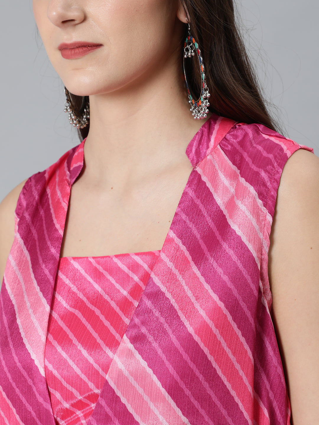 Pink Leheriya Print Maxi Dress