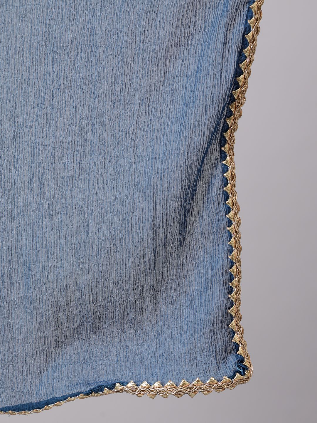 Blue Foil Printed Kurta Pant With Dupatta