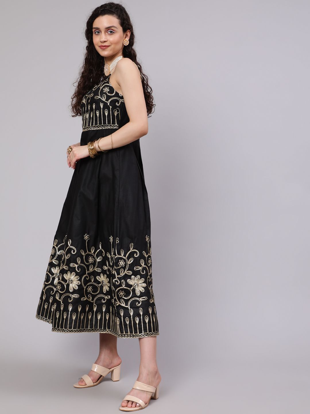 Black Embroidered Maxi Dress