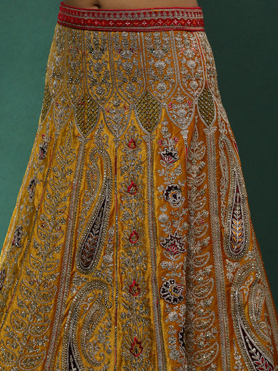 Yellow & Pink Embroidered Lehenga Choli With Dupatta