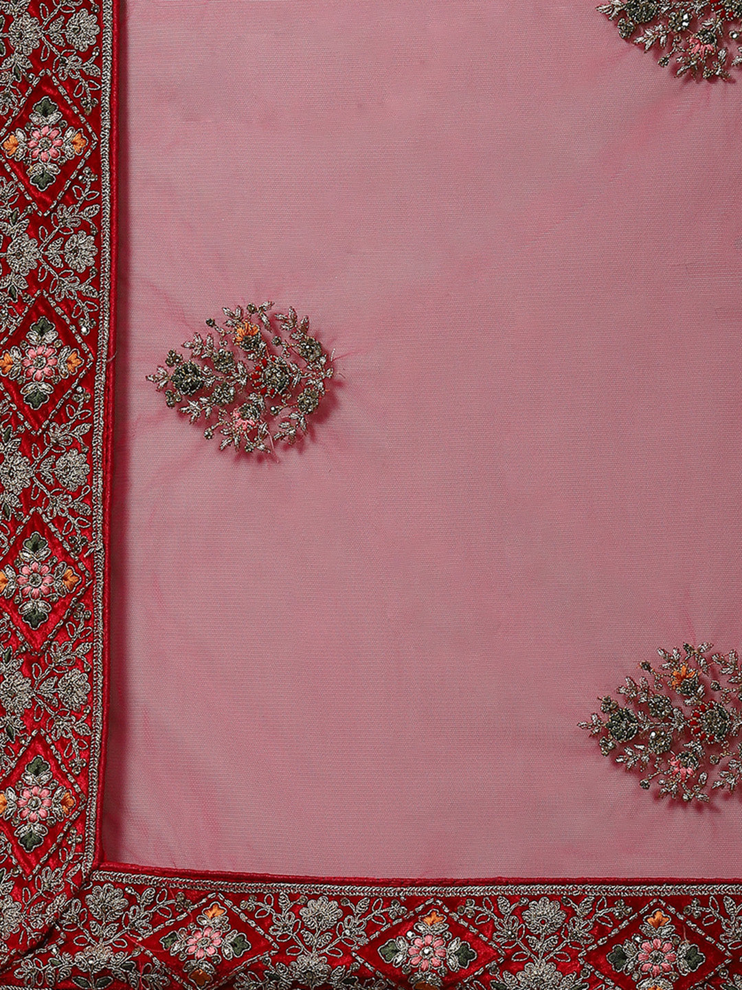 Yellow & Pink Embroidered Lehenga Choli With Dupatta