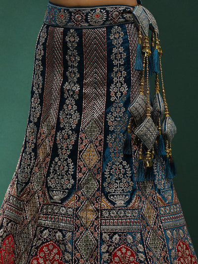Royal Blue Embroidered Lehenga Choli With Dupatta