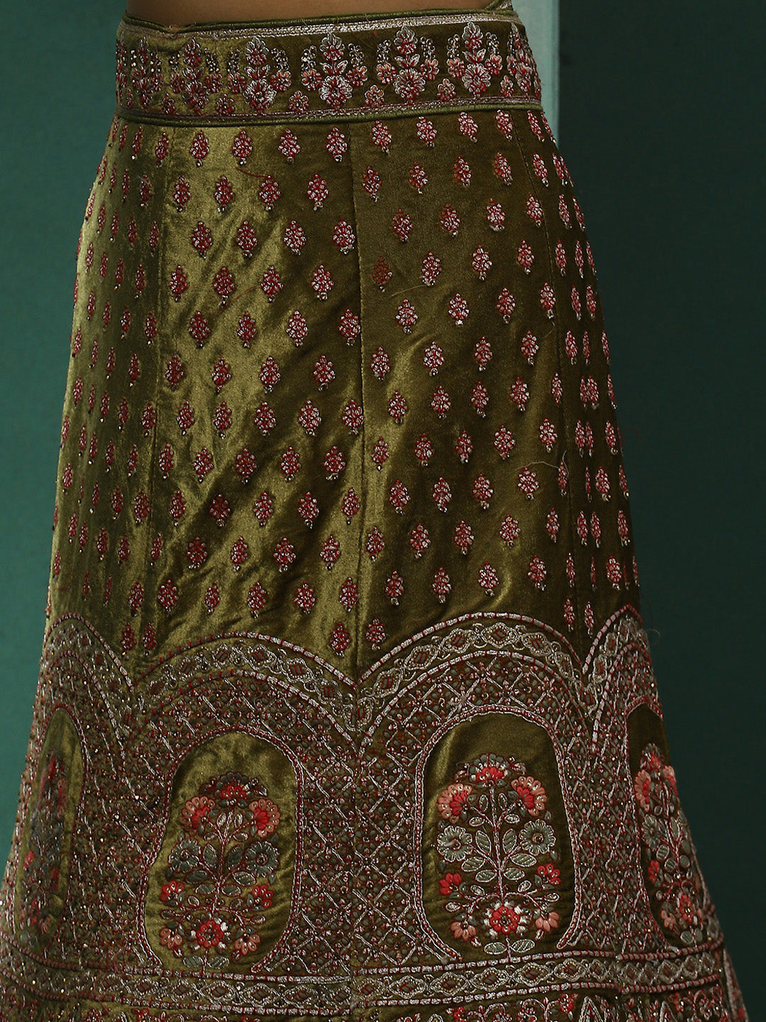 Green Embroidered Lehenga Choli With Dupatta