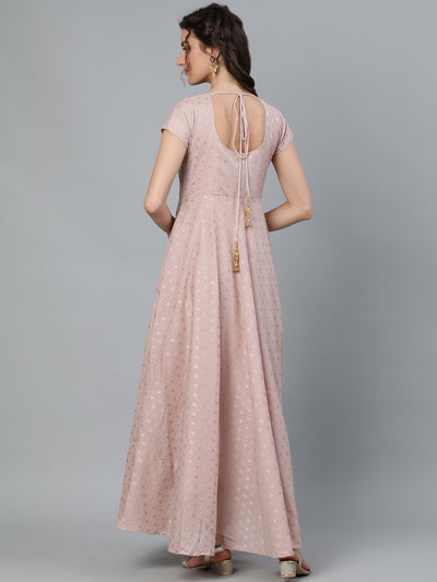 Nude Zari Worked Flared Maxi Dress