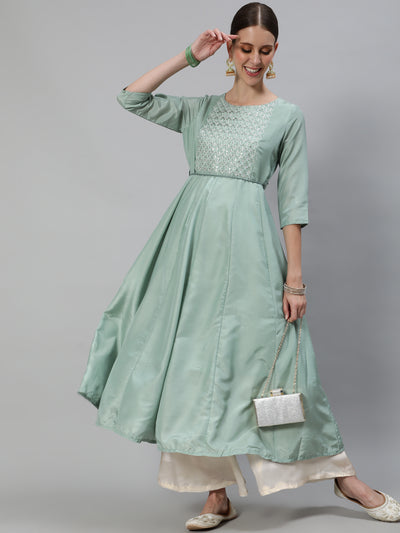 Pastel Green Flared Anarkali