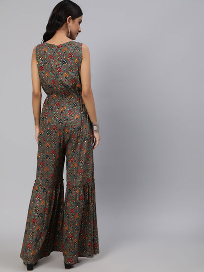 Grey Gold Print Jumpsuit