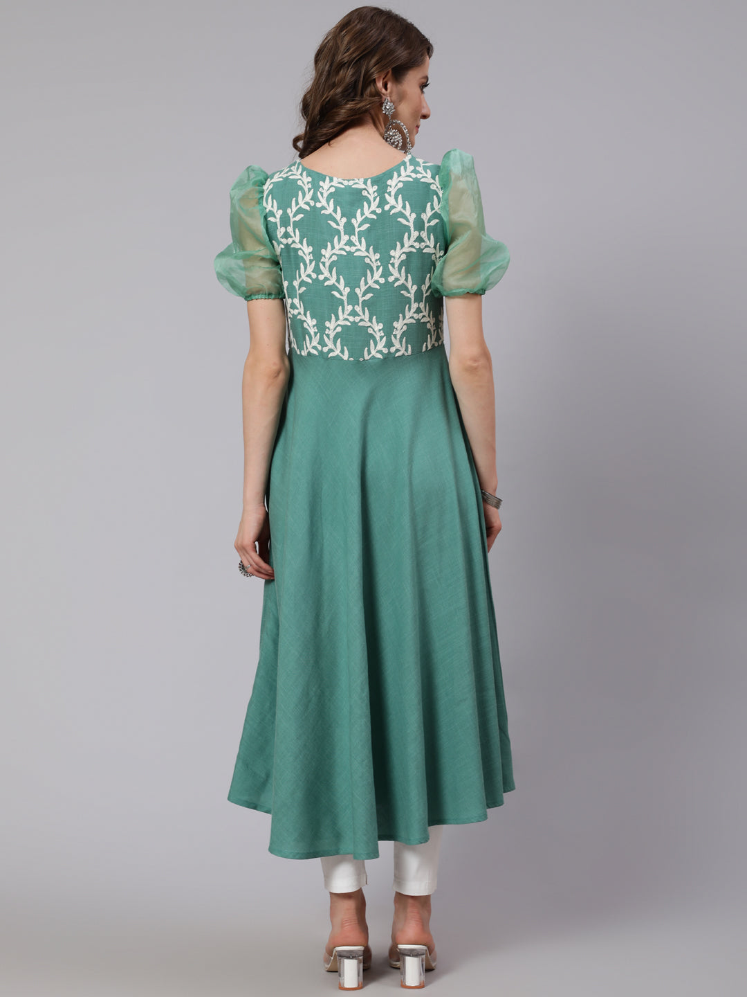 Green Embroidered Anarkali