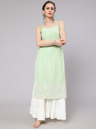 Sea Green Sequin Embroidered Kurta