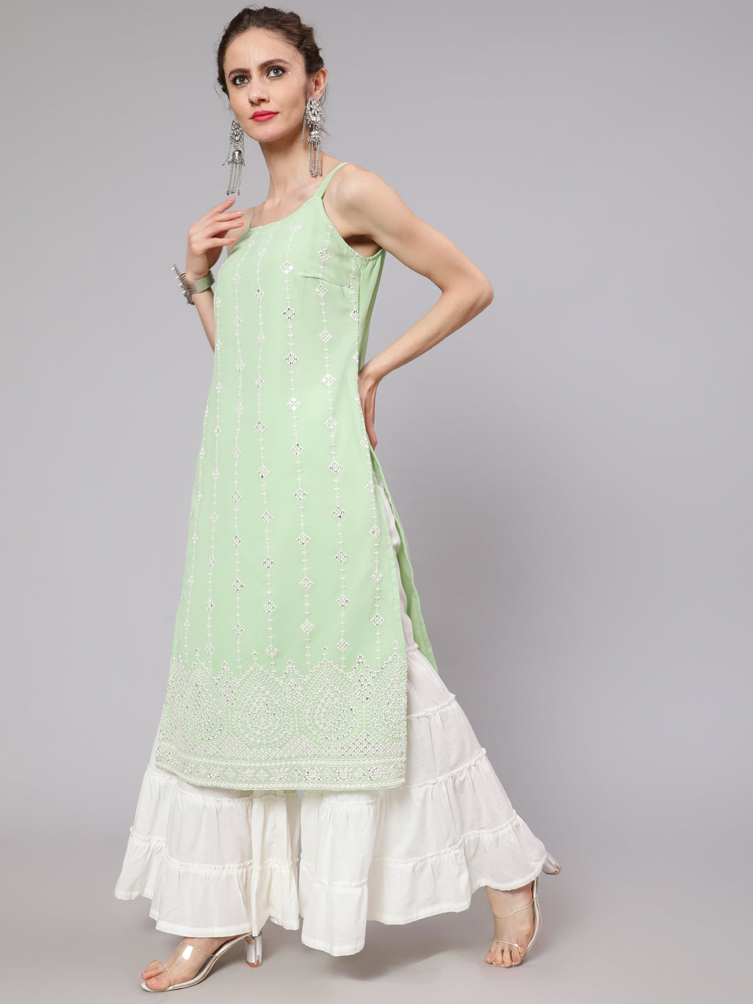 Sea Green Sequin Embroidered Kurta