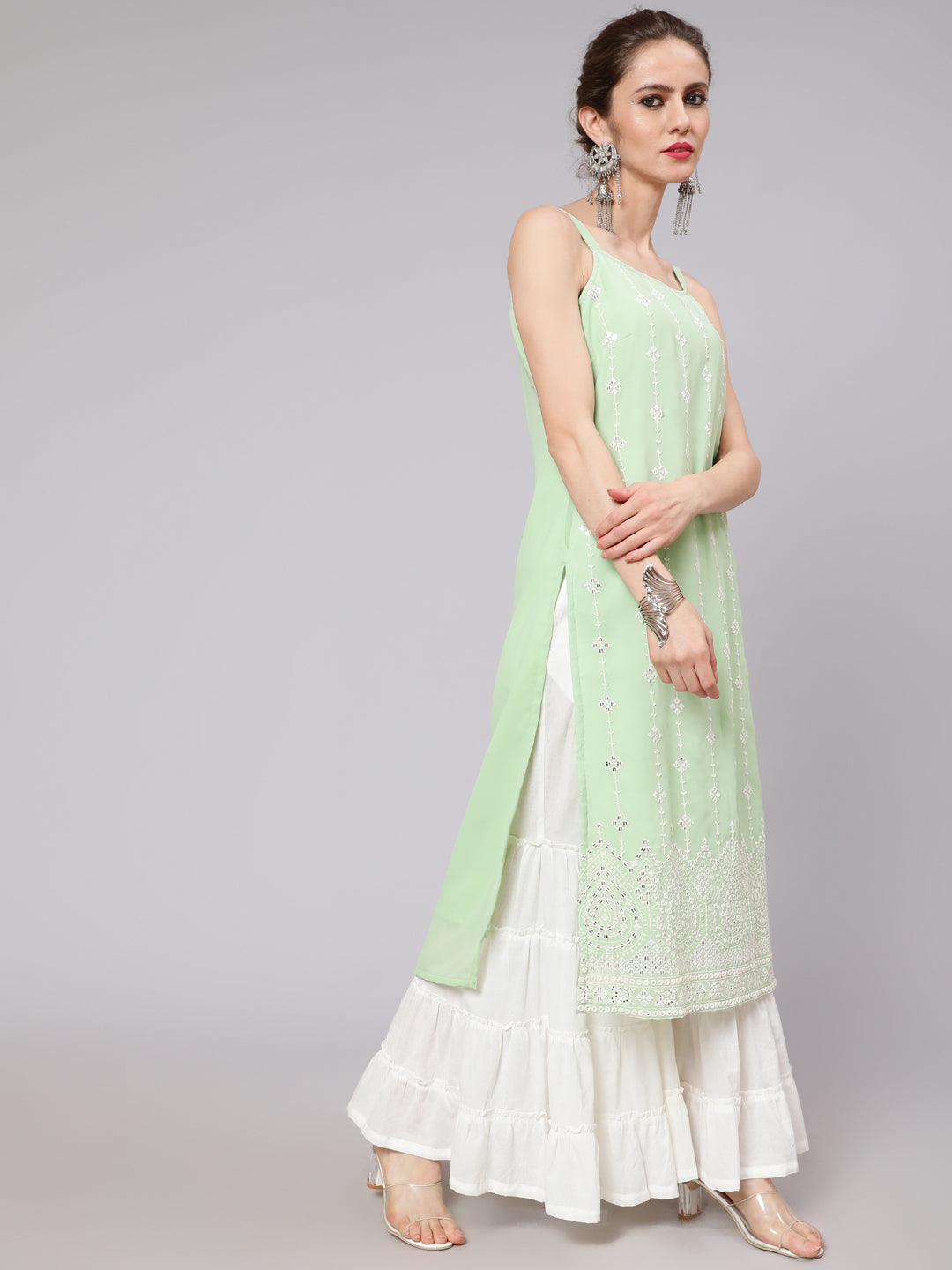 Sea Green Sequin Embroidered Kurta