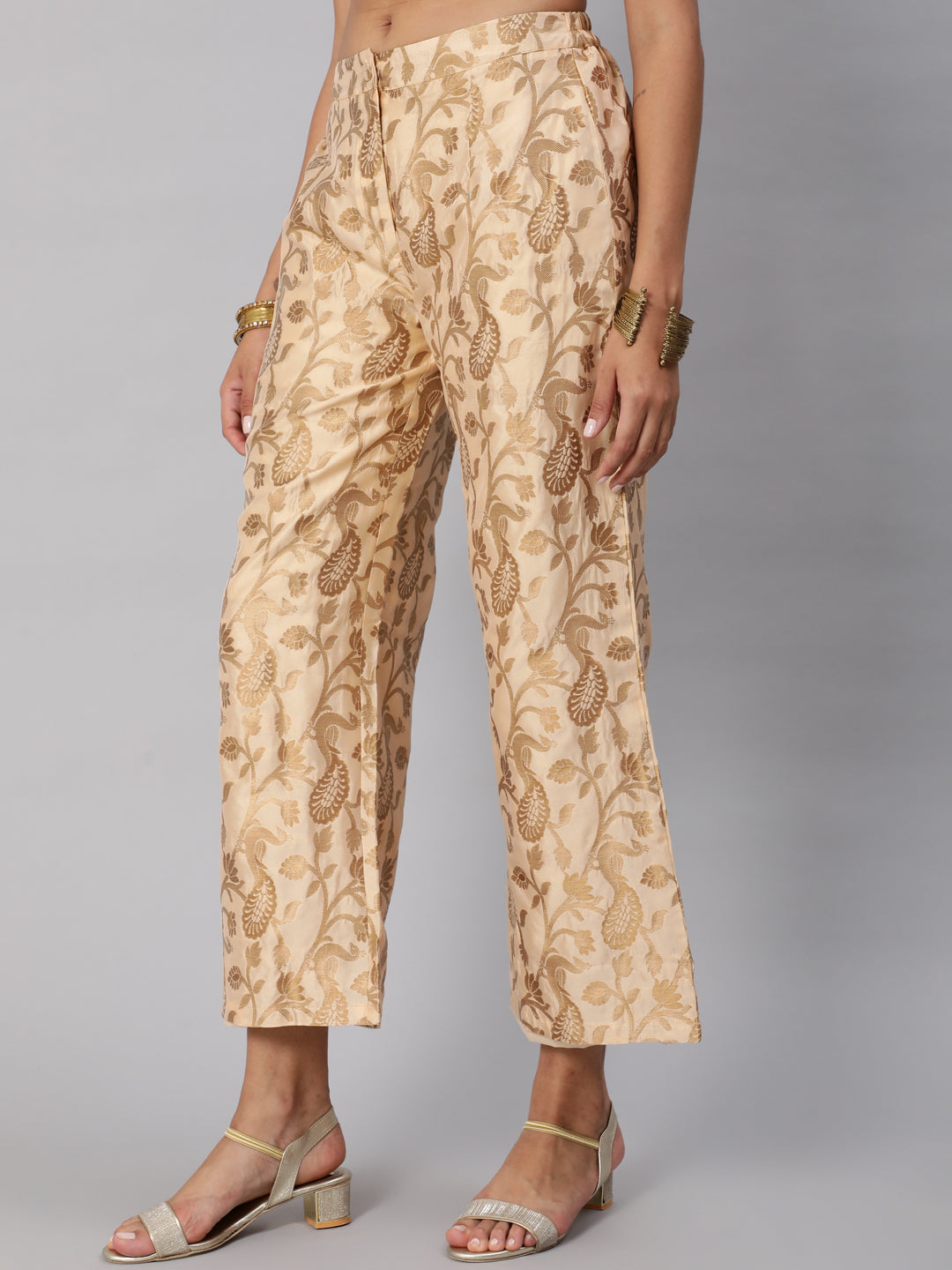 Beige Jacquard Palazzo