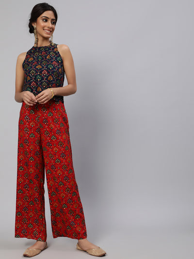 Navy Blue Gold Printed Co Ord Set
