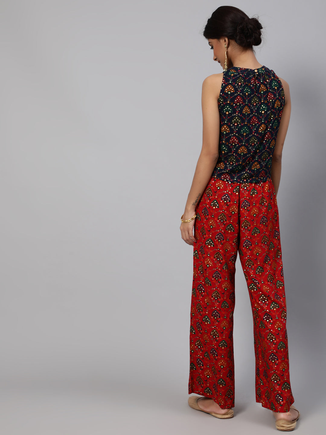 Navy Blue Gold Printed Co Ord Set
