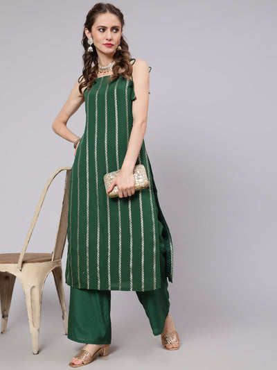 Emerald Green Sharara Suit Set Mother Daughter Combo