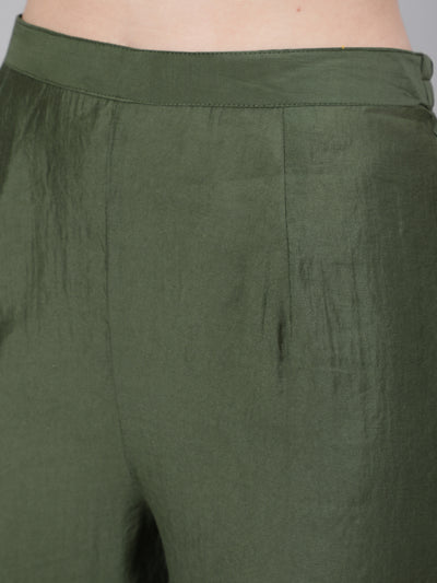 Green Embroidered Kurta Pant With Dupatta